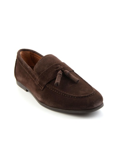 Kahve Hakiki Deri Erkek Loafer Ayakkabı E01594456502 Kahve