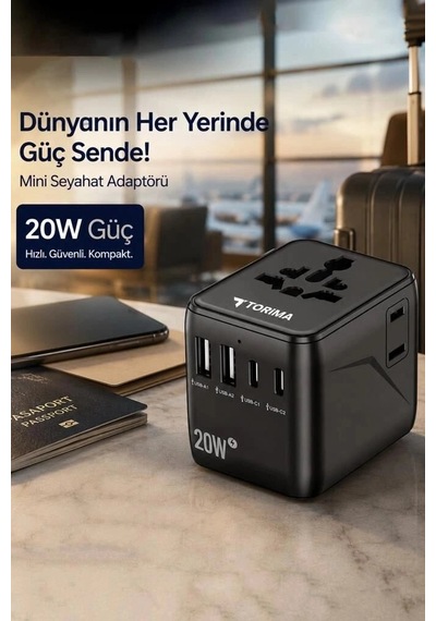 Özel Üretim Torima Mini Boy Evrensel Seyahat Adaptörü 1005fcr 20w Mekanizma Dünya Priz Çok Renkli