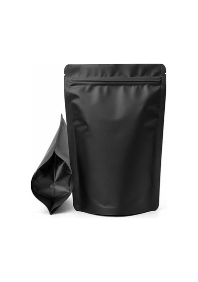 Alüminyum Doypack Yeniden Kullanılabilir Folyo Poşetler, Fermuarlı, Koku Geçirmez, Ayakta Durabilen, Gıda Saklama, 50&apos Li Paket Siyah, 13 X 22 Cm 4296