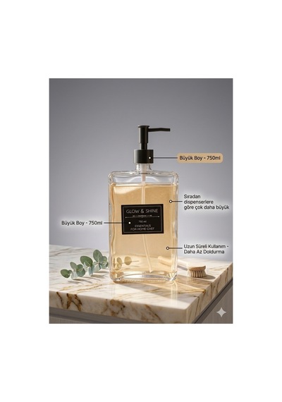 Buççin Online Mağaza 750ml Cam Sıvı Sabunluk Büyük Boy Cam Beyaz Çok Renkli