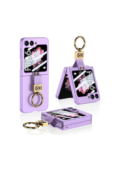 Zore Galaxy Z Flip 6 Kılıf Ogaa Z Harfli Yüzüklü Kıpta Kapak-lila