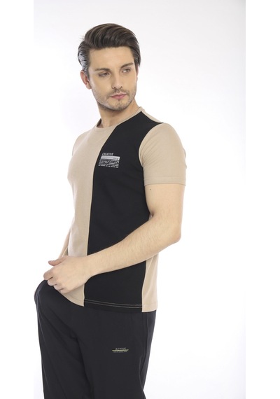 Escetic Erkek Spor, Abd Pike Interlok 1. Kalite Kumaş Koyu Bej Slimfit Bi
