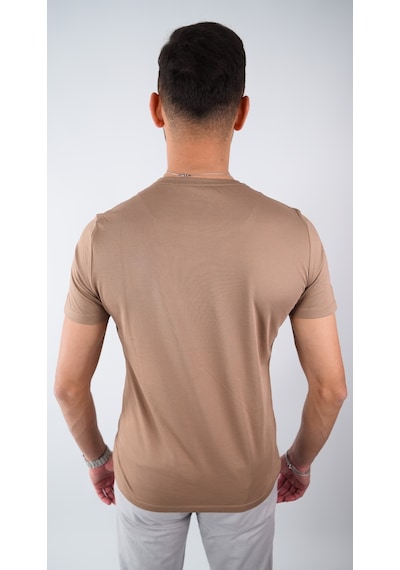 Sıfır Yaka Bisiklet Yaka Penye Likralı Toprak Erkek Tshirt TOPRAK