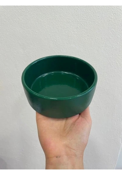 Kase Model Beton Kedi Köpek Mama Ve Su Kabı 15cm Çap 5cm - Yeşil