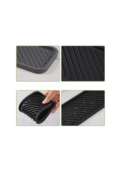Siyah Silikon Yağdanlık Yağlık Standı Altlık Çok Amaçlı Organizer Sabunluk Altlığı 23x10 Cm Diğer