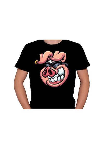 Şanslı Domuz Style Glasses Pig Tişört Unisex T-shirt 001