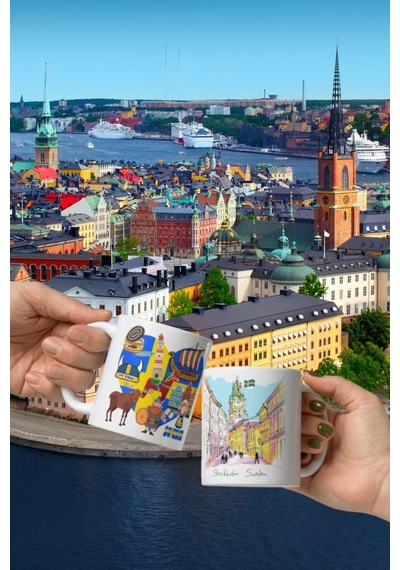İsveç Kupa Bardak 2 Adet Seyahat Hatıra Sweden Mug