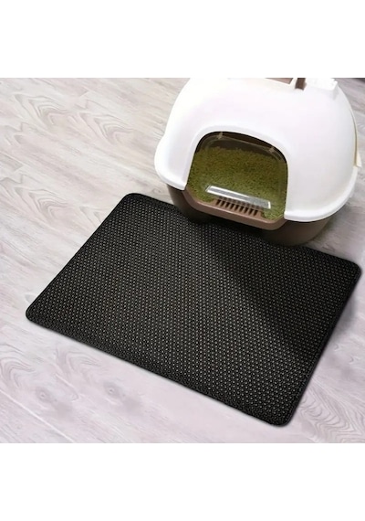 Cattie Altıgen Model Kum Toplayıcı Fonksiyonel Kedi Paspası Large Siyah 50x75 Cm