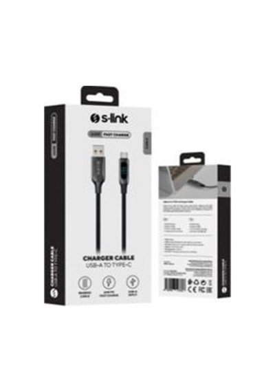 S-link Armor Led Uc-066 66w 1m Usb To Type-c Pd Örgülü Led Başlıklı Siyah Hızlı Şarj Kablosu Kdo