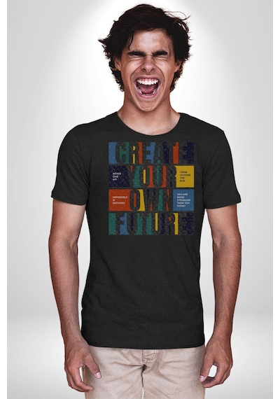 Geleçeği Seninle Planlayalım Unisex Unisex Siyah Organik Baskılı T-shirt Penye Yüksek Kalite Siyah