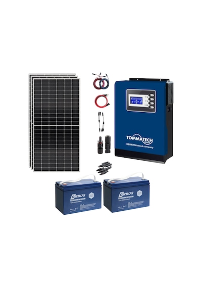 Güneş Enerjisi Bağ Evi Solar Paketi 3KVA İnverter 350W Güneş Paneli 100AH Jel Akü
