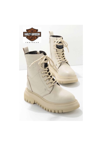 Harley Davidson Beige Hakiki Deri Kadın Bot & Bootie Hd0777002903 Beige