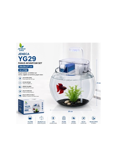 Jeneca Yg-29 Fanus Akvaryum Seti 29x29x27 Cm 10l