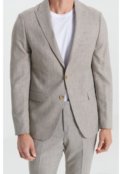 Ac&co Erkek Acıkahve Slim Fit Dar Kesim Kırlangıç Yaka Desenli Takım Elbise