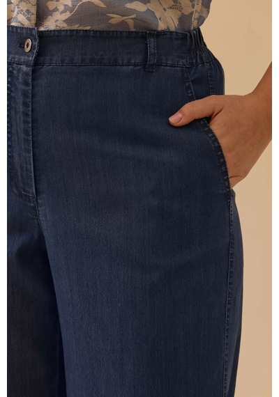 Galaxi Kadın Büyük Beden Bol Paça Jean Pantolon 4003 Indigo Indigo