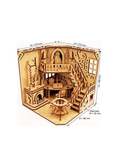 Algwooddesign Peri Evi Ahşap Maket, 97 Parça Dıy Minyatür Peri Evi Modeli, Peri Led Dahil, Mdf 3d Puzzle, Hobi Ve Dekorasyon Seti, 12,6 X 12,6 X 13,5