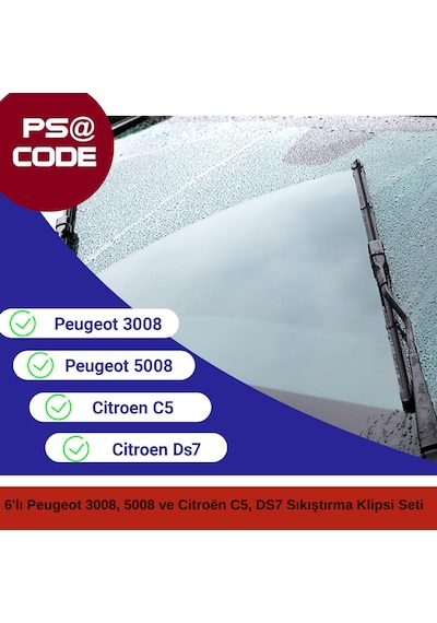 Silecek Koluna 6'lı Sıkıştırma Klipsi Seti: Peugeot 3008, 5008 Ve Citroën C5 Aircross, Ds7 Uyumlu
