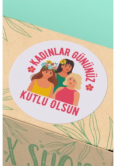 Kadınlar Gününüz Kutlu Olsun Sticker Etiketi 3x3cm St2417 Çok Renkli