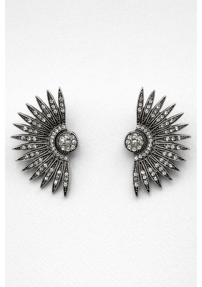 Vintage Işıltılı Taşlı Güneş Model Küpe Oksit Görünümlü Şık Tasarım Küpe Diğer