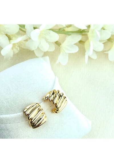 Kadın Trend Küpe Çizgi Model 316 L Paslanmaz Çelik Gold