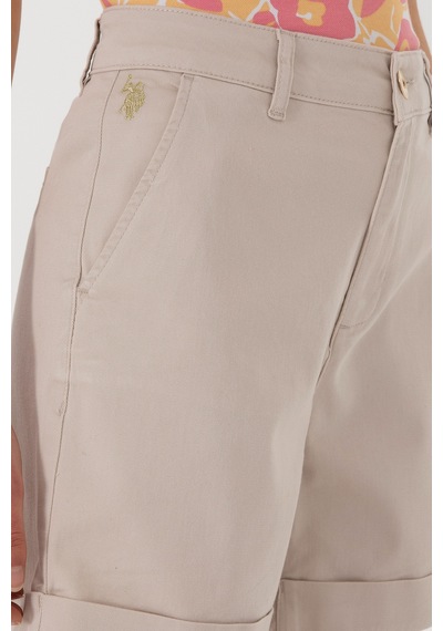 U.s. Polo Assn. Kadın Bej Şort / Bermuda 50309125-vr011 Bej