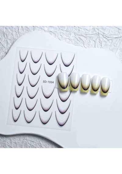 Ombre Efekt French Tırnak Sticker Siyah Nail Art Sd-1934