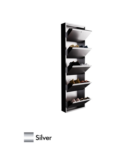 Evdemo Kilitli 5 Kapaklı Metal Ayakkabılık Silver
