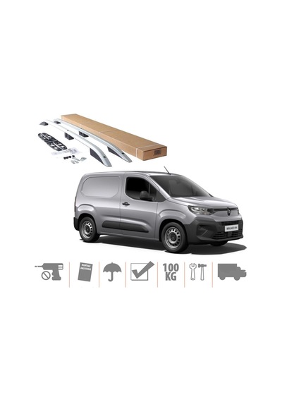 Citroen Berlingo Uzun Şase Maxi Van Üst Port Bagaj Tavan Çıtası 2019 Sonrası Gri
