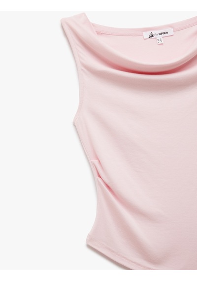 Koton Slim Fit Degaje Yaka Asimetrik Kolsuz Viskon Bluz Pembe 5sal30275ık Gül