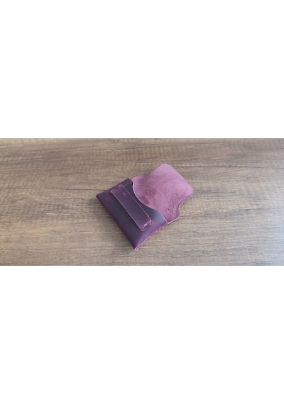 Sumerian Leather Craft Minimalist Deri Kartlık Fuşya Rfid Kart Koruma Hediye Fuşya