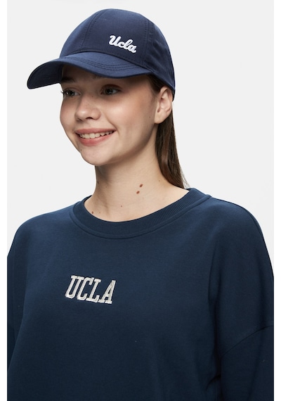 Ucla Olvera Lacivert Bisiklet Yaka Nakışlı Loose Fit Kadın Sweatshirt Lacivert