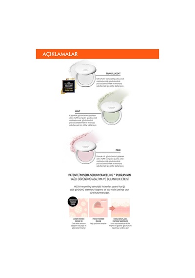 Missha Airy Pot Pressed Powder Matlaştırıcı Transparan Ultra Hafif Sıkıştırılmış Pudra 8 G-  Translucent