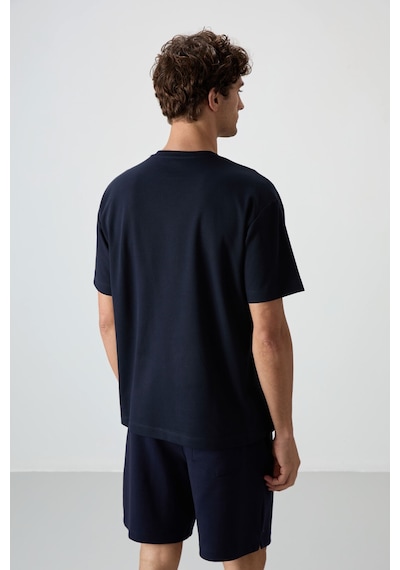 Air Jones Tommy Life Lacivert Pamuklu Kalın Yüzeyi Dokulu Oversize Fit Baskılı Erkek T-shirt - 88365 Lacivert Air Jones Tommy Life Lacivert Pamuklu Kalın Yüzeyi Dokulu Oversize Fit Baskılı Erkek T-shirt - 88365 Lacivert