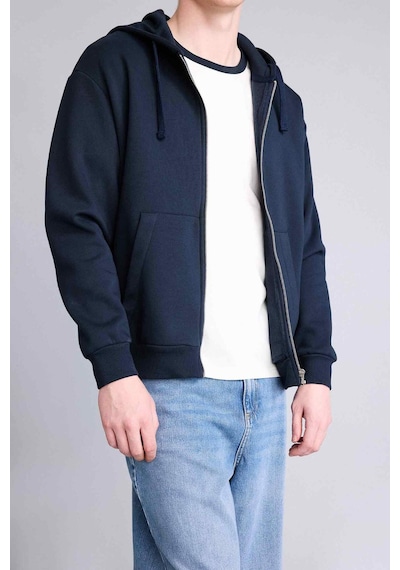 Defacto Relax Fıt Kapüşonlu İçi Yumuşak Tüylü Kalın Kumaş Fermuarlı Sweatshirt D7599AX25AU Lacivert Defacto Relax Fıt Kapüşonlu İçi Yumuşak Tüylü Kalın Kumaş Fermuarlı Sweatshirt D7599AX25AU Lacivert