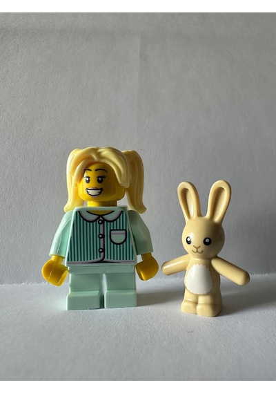 Orjinal Lego Minifigür Aqua Pj Pajamas Little Girl With Bunny