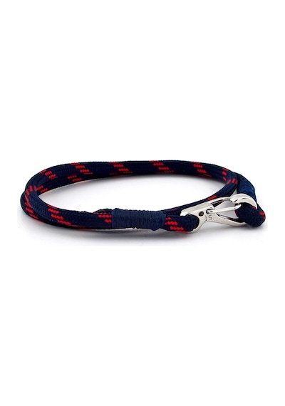 Lacivert Kirmizi Paracord Metal Kanca Sarma Erkek Bileklik M011B Çok Renkli
