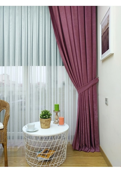 Evdepo Home Gül Kurusu Düz Renk Soft Fon Perde Tek Kanat Gülkurusu