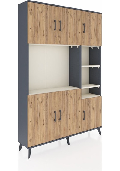 Arges Dolap 10 Raflı 6 Kapaklı 132x30x195 Antrasit-çam/aytaşı Antrasit