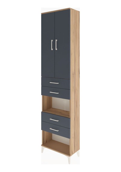 Arges Dolap 4 Raflı 4 Çekmeceli 2 Kapaklı 60x30x243 Çam-antrasit Çam