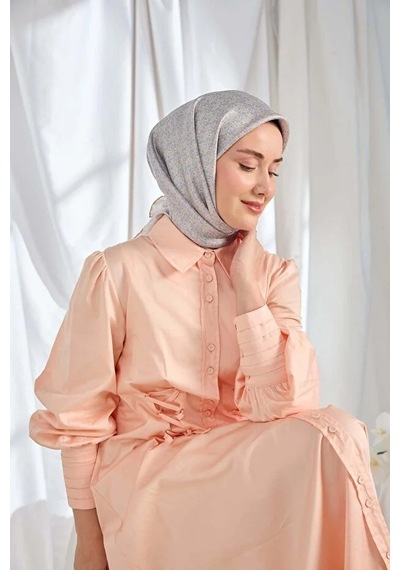 Silk Home %100 Twill İpek Eşarp S540 Somon-gri