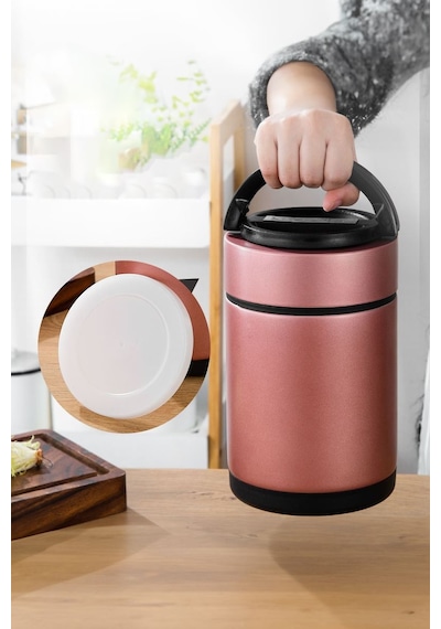 Pembe304 Çelik 1800 Ml Vakum Yemek Mama Saklama Termosu Sefertası Pembe