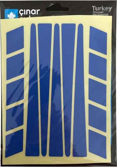 Şerit Tasarımlı Reflektif Mavi Motosiklet Kask Sticker Çınar Extreme