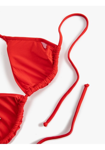 Koton Üçgen Bikini Üstü Boyundan Bağlamalı Kaplı Kırmızı 3sak10145bm