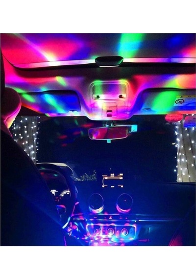 Müziğe ve Sese Duyarlı Usb Girişli Araç Içi Mini Disko Topu Parti