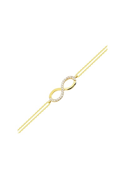 Altın Zincir Sonsuzluk Bileklik 14K Gold 17 Cm Taşlı 1,60 Gr Sarı Altın