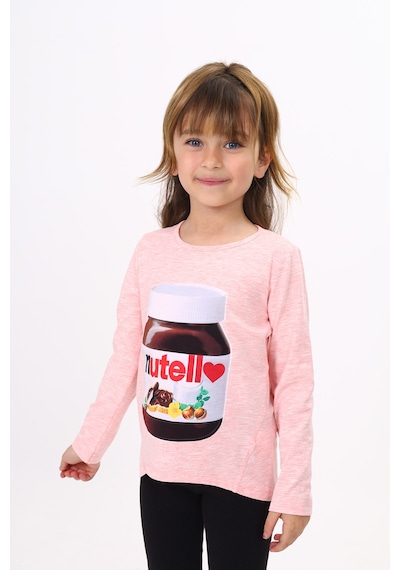 Toontoy Kids Toontoy Kız Çocuk Nutella Baskılı T-shirt Pembe Melanj