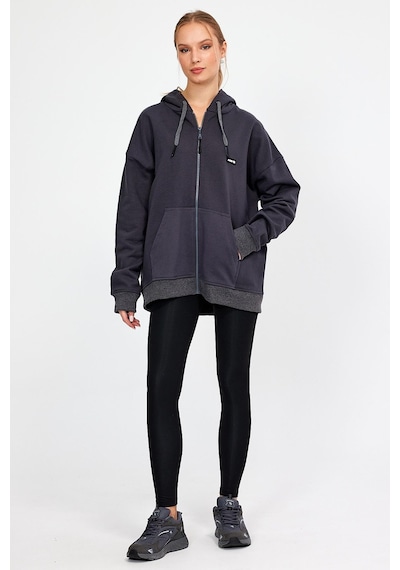 Alexandergardı Fermuarlı Kapüşonlu Oversize Sweatshirt B22-75300 Antrasit