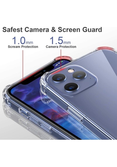Apple Uyumlu  iPhone 12 Pro Max Antishock Köse Korumali Seffaf Kapak Kilif 464042357
