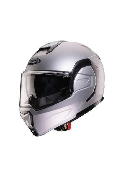 Trip Mat Gümüş Motosiklet Kaskı Modüler Çene Açılır Güneş Vizörlü Motorcu Kaskı Beyaz