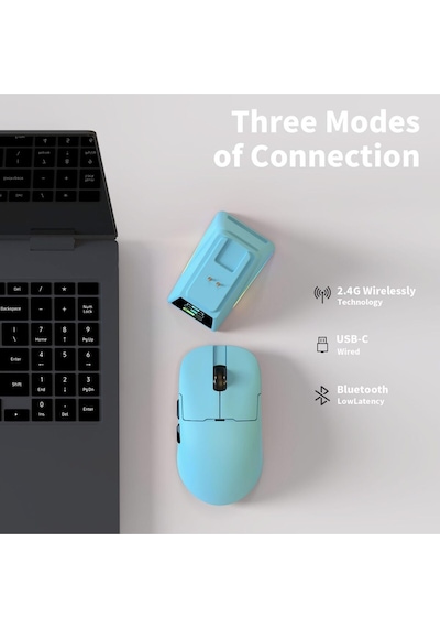 Aj159 Apex 8k Oyun Mouse, 3 Modlu Tft Ekranlı Manyetik Şarj İstasyonu,paw3950 Sensör, 56 Gram Diğer
